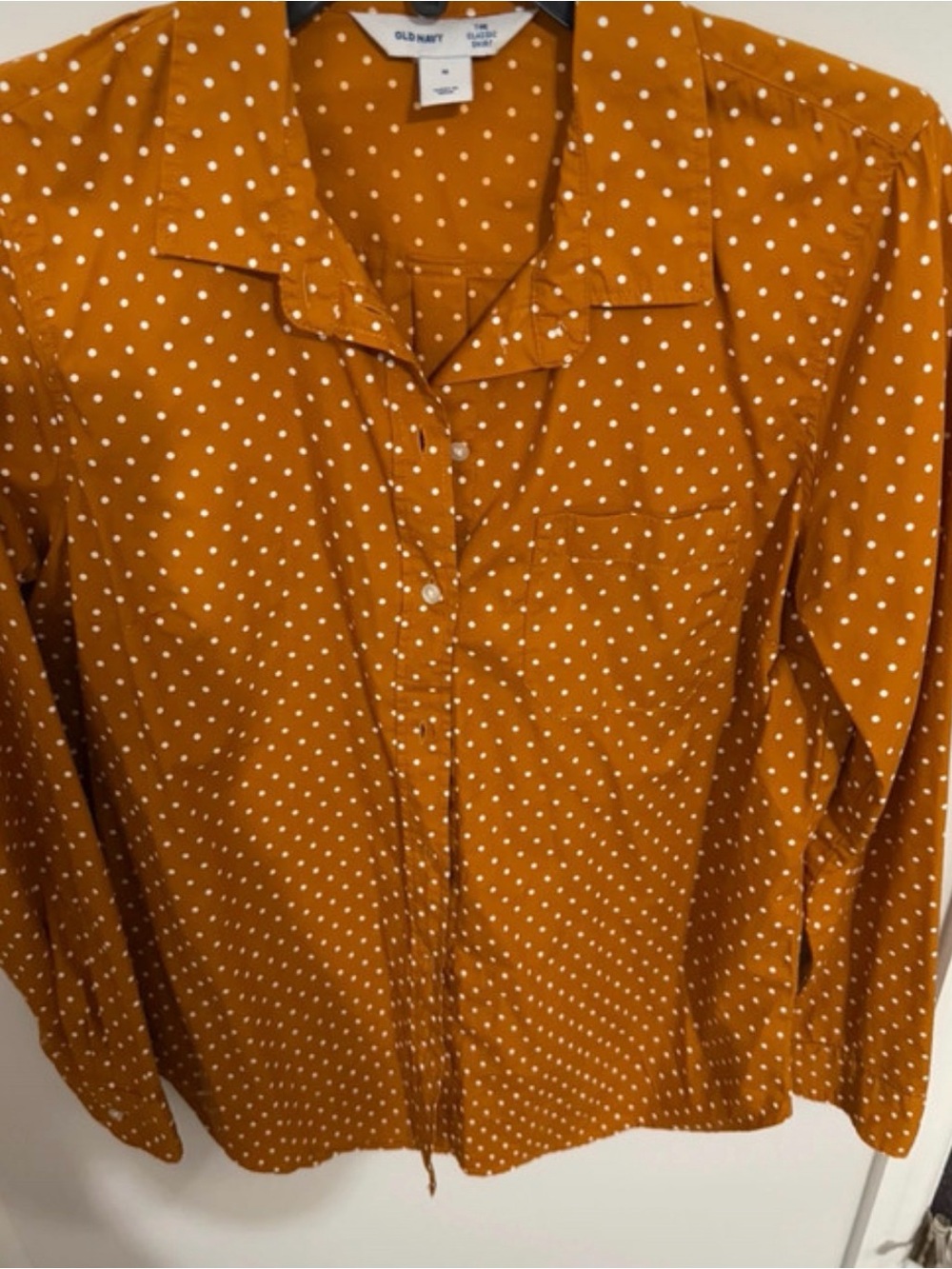 Old Navy Rusty Mustard Polka Dot Button-Down Shirt